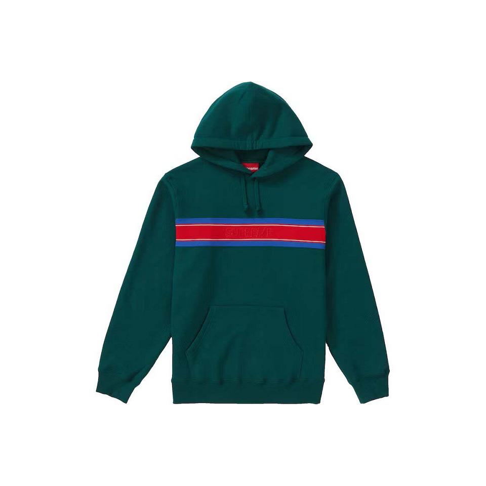 Sudaderas Supreme Chest Stripe Logo Hooded Verde | Supreme 359OR